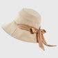 Foldable Wide - Brim Sun Hat with Bow Accent