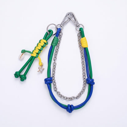 Layered Cord Chain Belt Loop Bag Charm