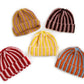 Knit Beanie with Colorblock Stripes and Folded Cuff Winter Hat