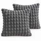 2 Pack Plush Faux Fur Bubble Grid Throw Pillow Covers 18 x 18 Inch for Couch and Bed