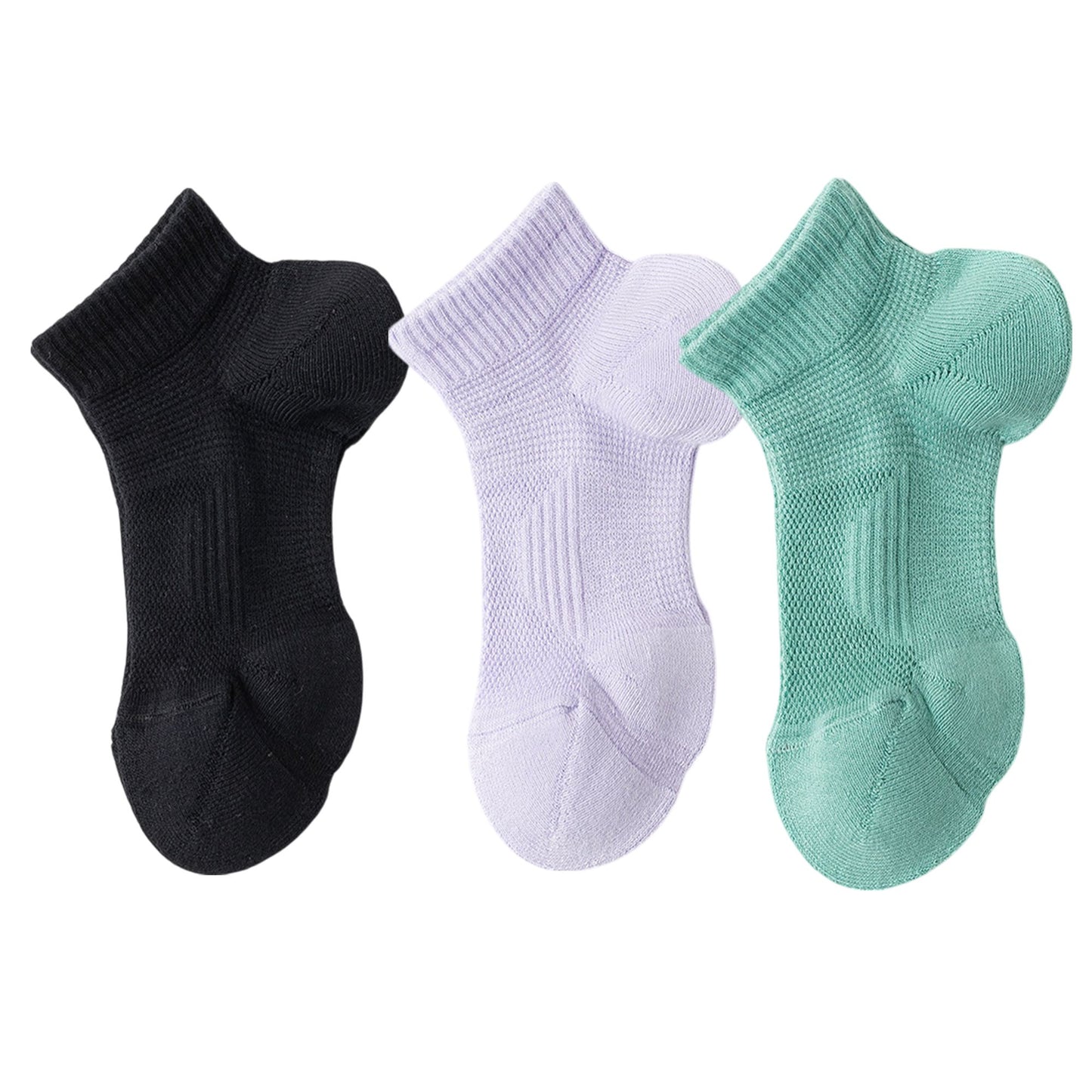 3 Pairs Women's Ankle Athletic Socks Soft Cotton Cushioned Breathable Design with Ribbed Cuffs for Active Casual Wear