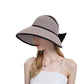 Womens Roll Up Straw Sun Visor Wide Brim Bow Detail Adjustable UV Protection Packable Summer Hat