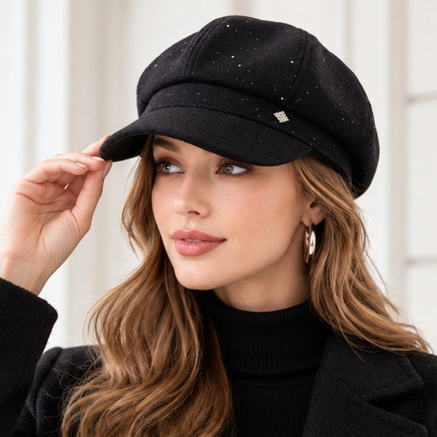 Embellished Newsboy Cap Adjustable Brim Baker Boy Hat