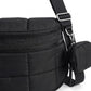 Grid Padded Saddle Crossbody Bag with Detachable Mini Pouch and Adjustable Wide Shoulder Strap 10.2x4.5x8.3in