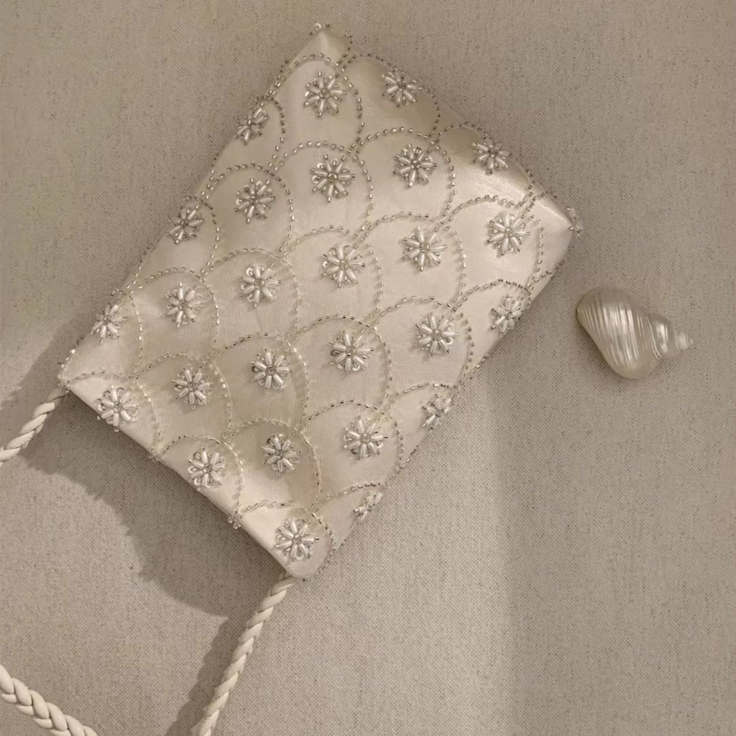 Beaded Embroidered Shoulder and Crossbody Bag for Elegant Occasions