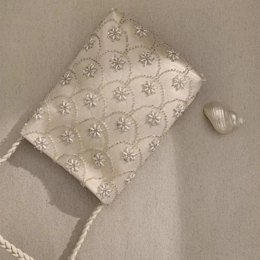 Beaded Embroidered Shoulder and Crossbody Bag for Elegant Occasions