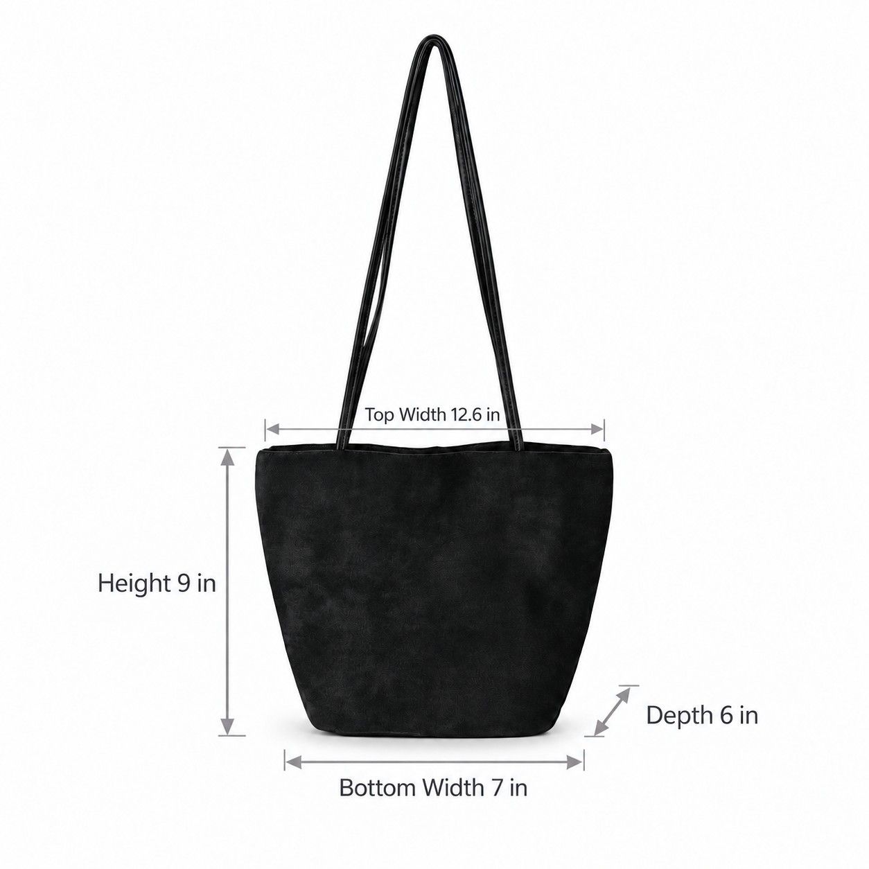 Faux Suede Tote Bag with Double Shoulder Handles Magnetic Closure and Interior Pockets