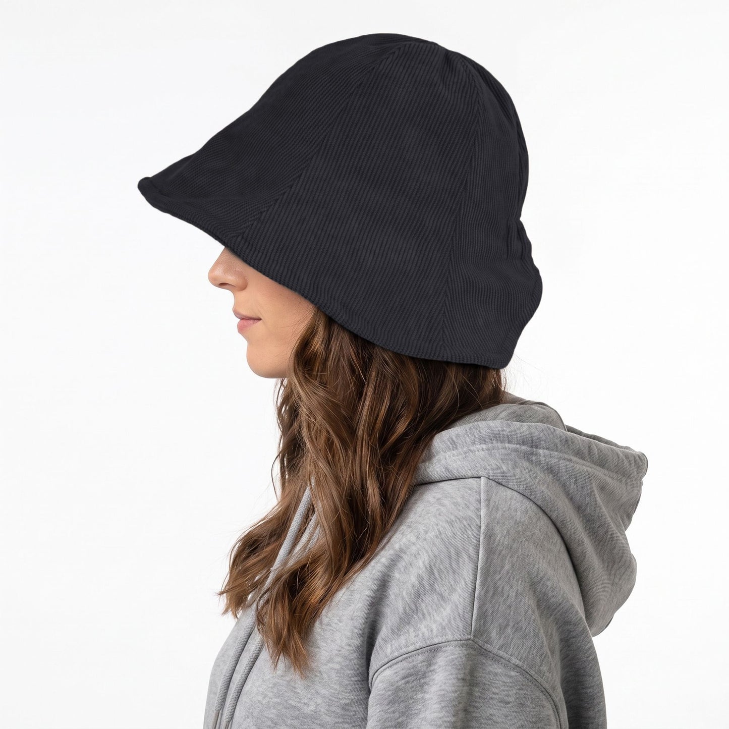 Corduroy Bucket Hat Wide Brim Cloche Hat Casual Soft Brim Hat