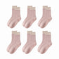 6 Pair Non-Slip Crew Socks with Contrast Ribbed Cuffs