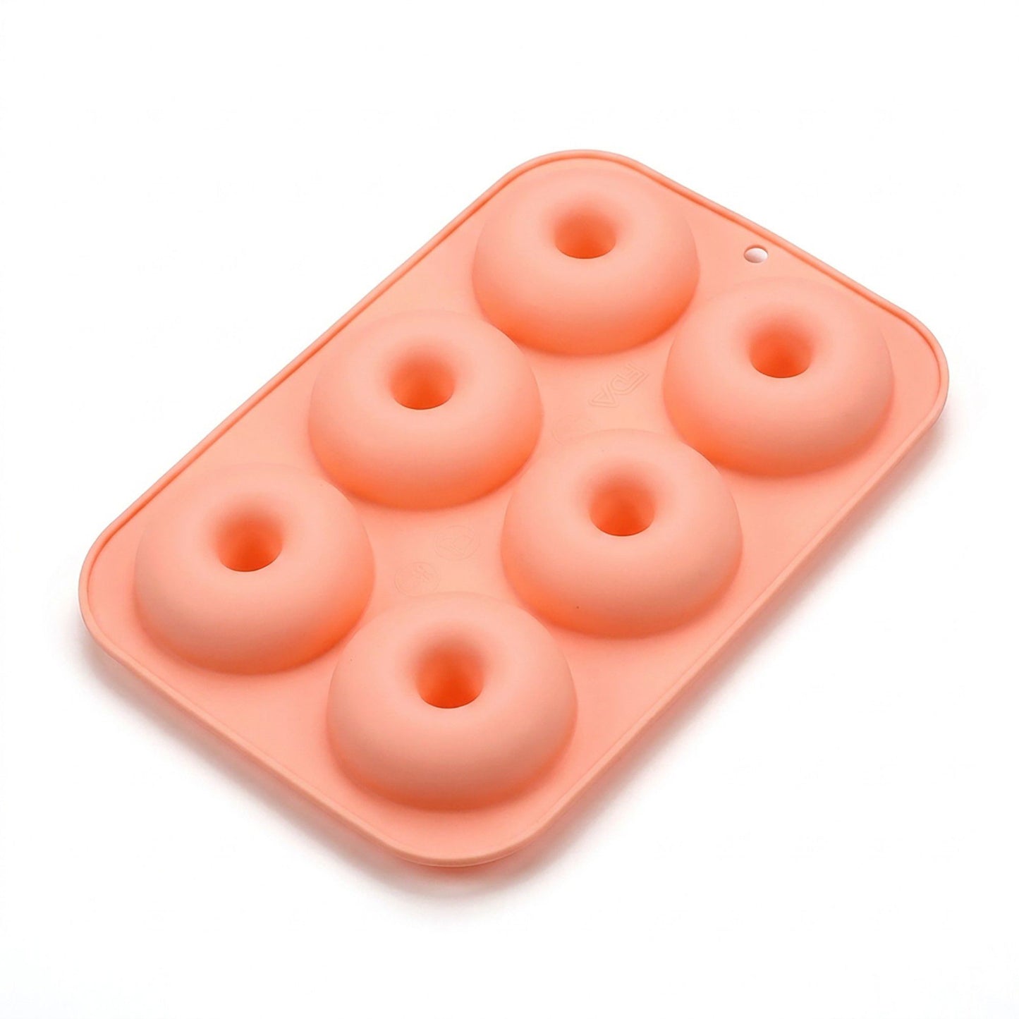 2-Piece Silicone Donut Baking Mold with 6 Round Ring Cavities