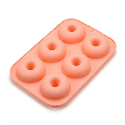2-Piece Silicone Donut Baking Mold with 6 Round Ring Cavities