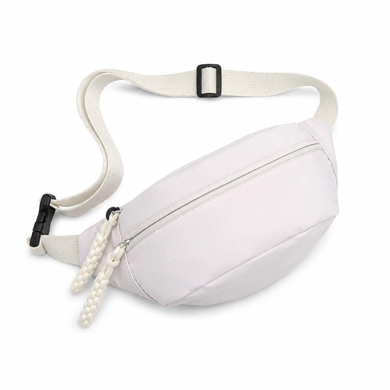 Crossbody Sling Bag with Adjustable Strap Zip Closure and Braided Pull