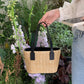Summer PU Straw Woven Drawstring Handbag with Inner Zipper Pocket