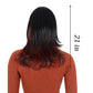 Women's Long Layered Straight Wig Synthetic Hair Fiber with Layered Bangs and Natural Highlights