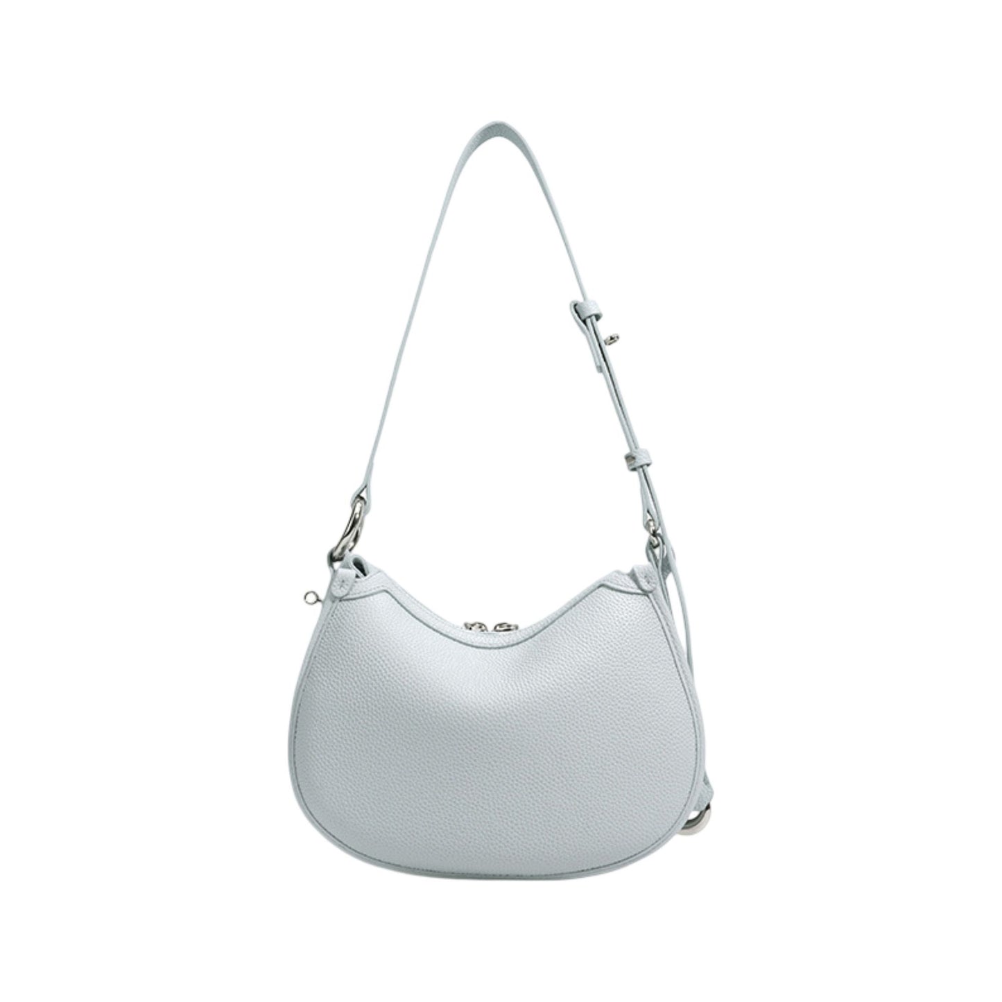 Crescent Leather Shoulder Purse with Adjustable Strap Multi Length Carry and Pebbled Finish