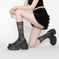 Mid-Calf Lace Socks with Scalloped Edge and Intricate Floral Pattern