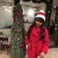 Christmas Beanie Knit Hat with Faux Fur Pom-Pom for Holiday Winter Warmth