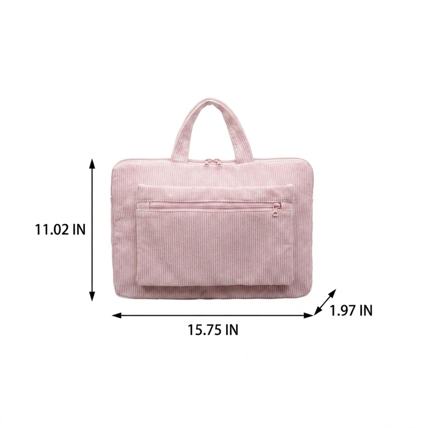 Corduroy Laptop Bag Large Capacity Work Tote with Front Zipper Pocket