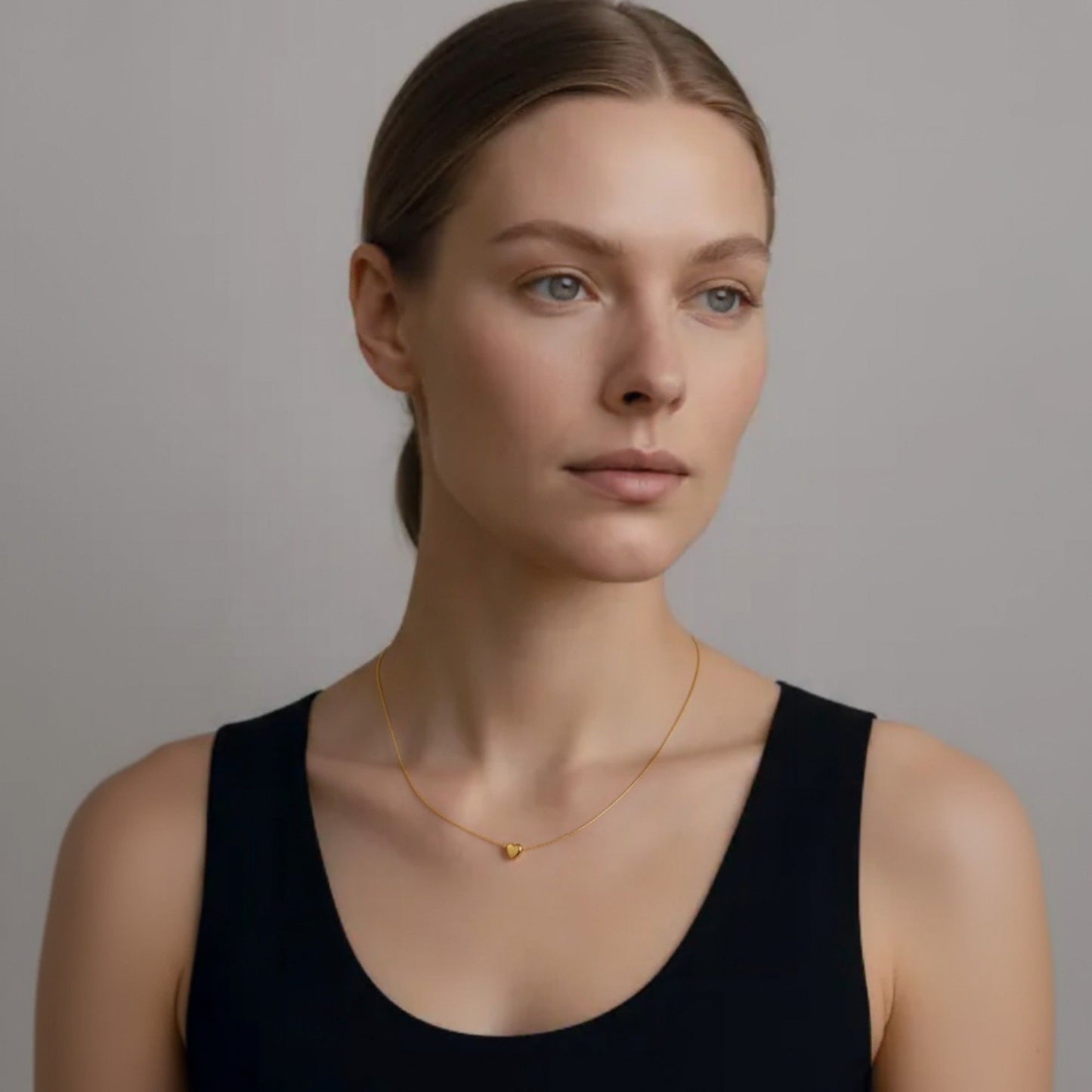 Minimalist Heart Pendant Necklace with Smooth Sculpted Charm and Delicate Chain for a Soft Elegant Everyday Accessory 10.5in