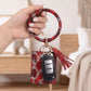 Womens Snakeskin Print Wristlet Keychain with Mini Pouch and Tassel