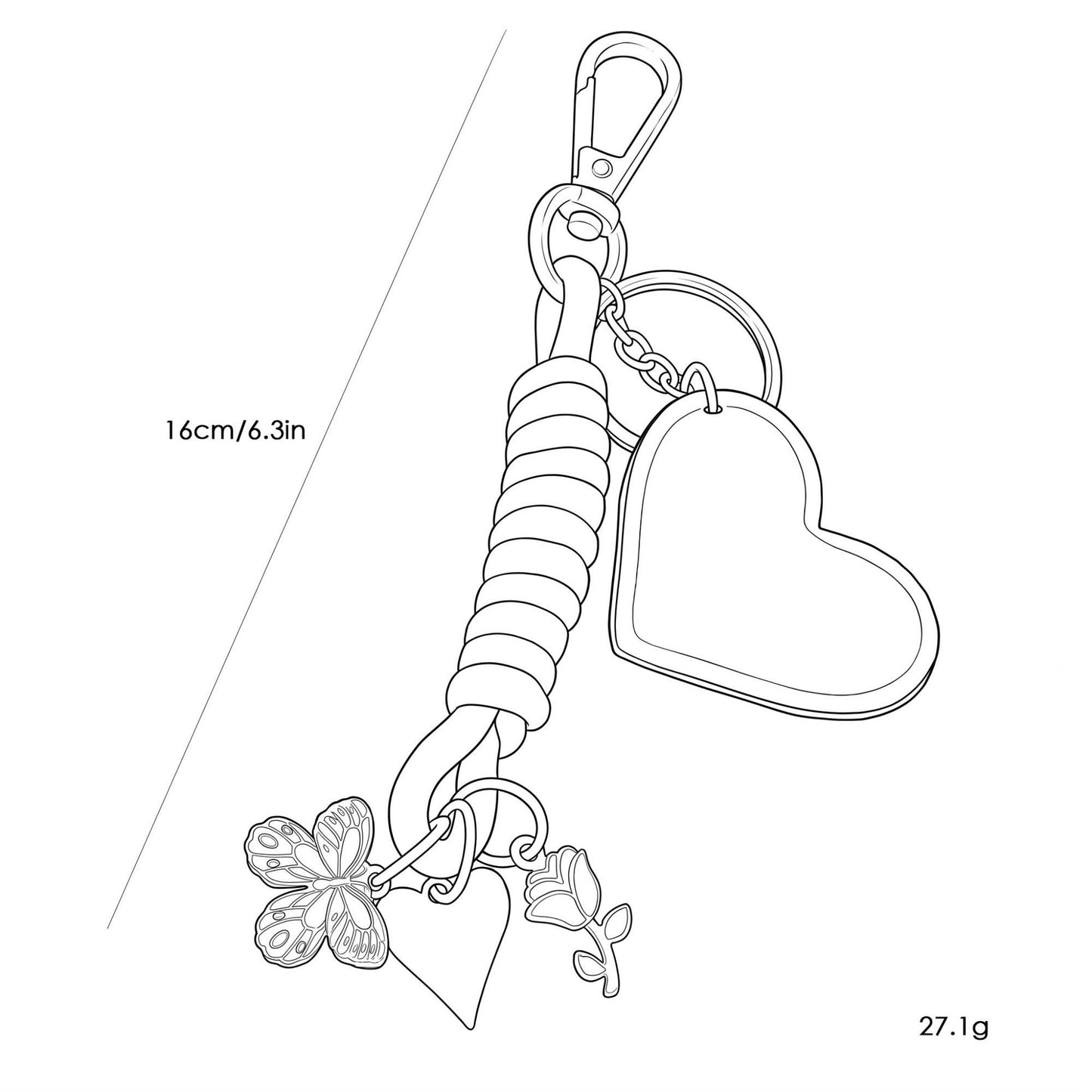 Decorative Bag Charm and Keychain with Rope Strap and Charms