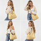 Large Nylon Polka Dot Shoulder Tote Bag