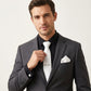 Men's Jacquard Woven Tie Set with Pocket Square Cufflinks and Tie Clip
