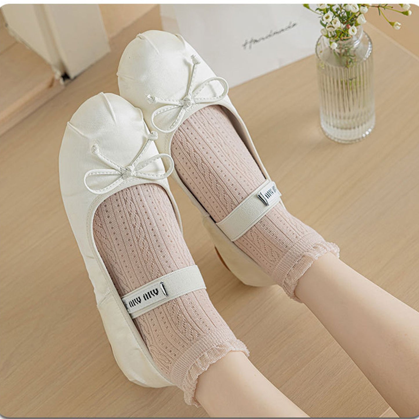 5 Pairs Ruffle Cuff Lace Knit Ankle Socks Breathable Soft Stretch Fabric with Multiple Color Options