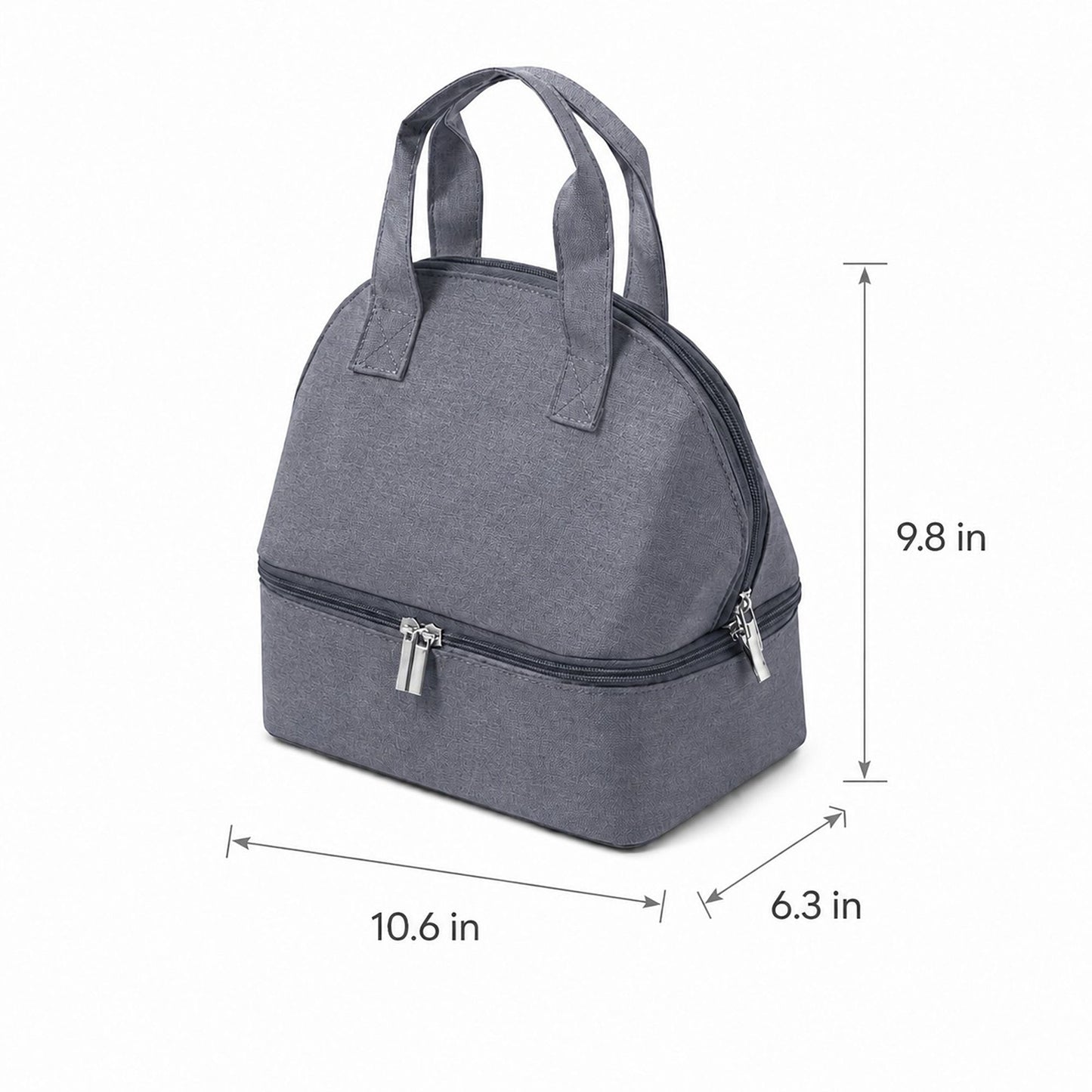 Double Compartment Insulated Lunch Bag with Top Handle and Zipper Closure
