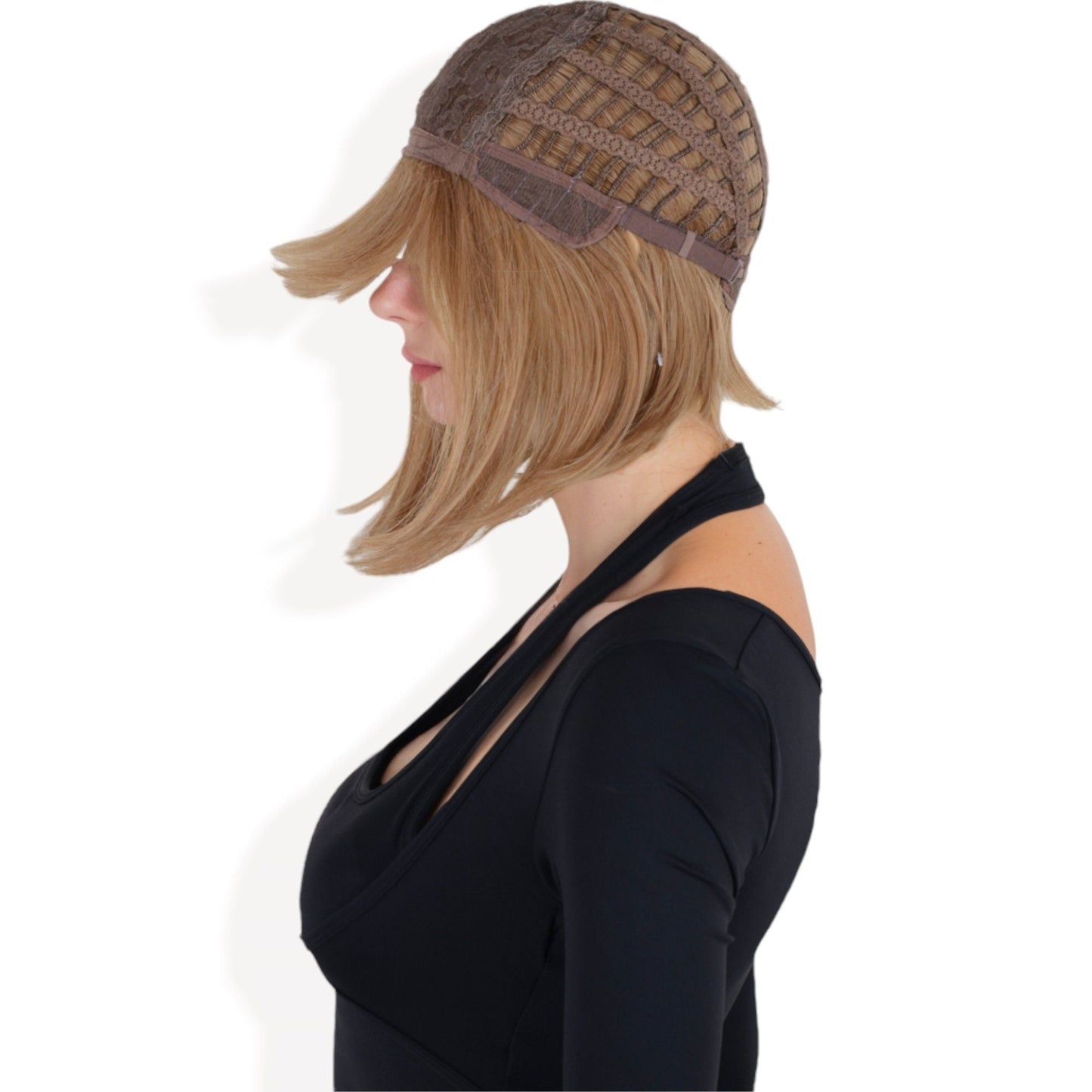 Women Ombre Brown 10inch Bob Wig with Bangs Heat Resistant Synthetic