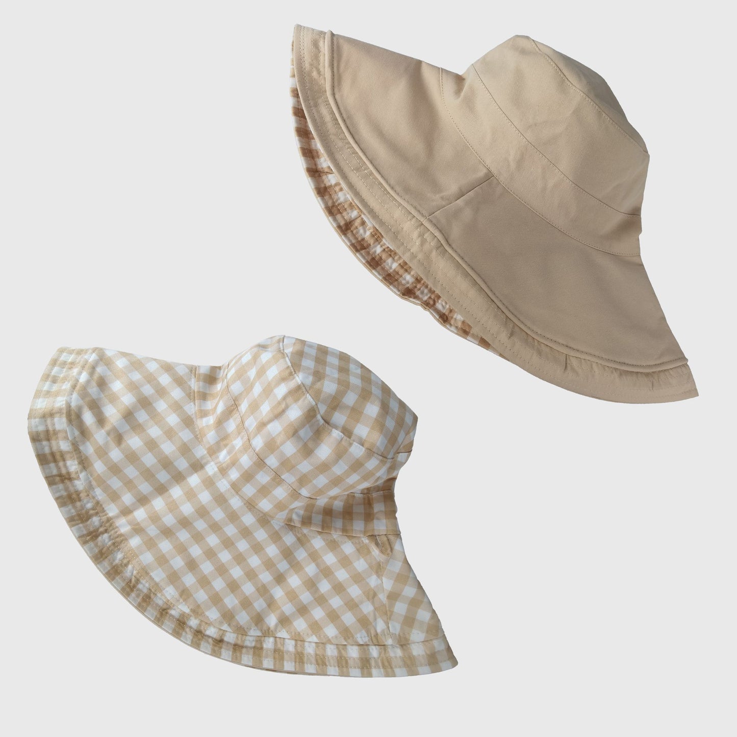 Women's Reversible Checkered Bucket Hat with Chin Strap