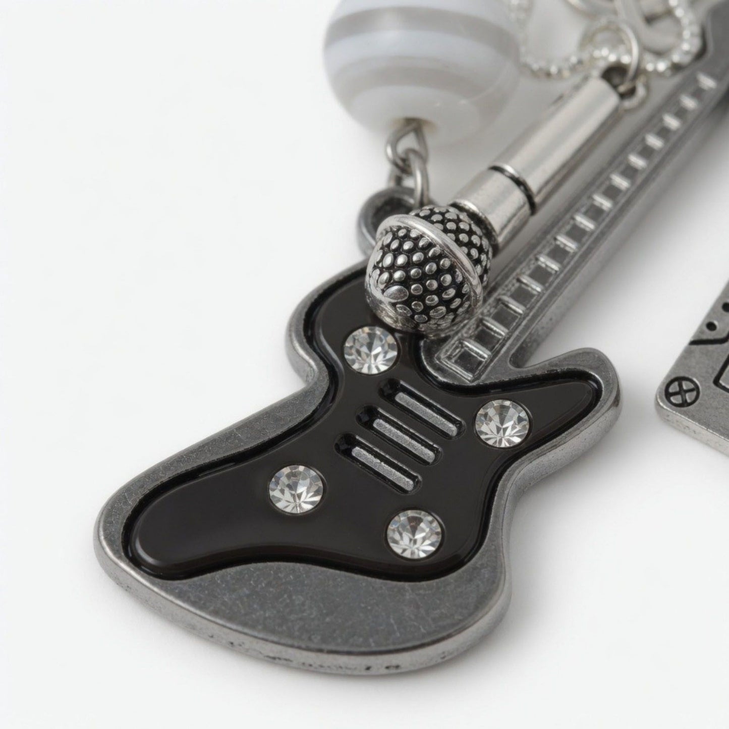 Guitar Charm Keychain with Microphone Tape Pendant Music Theme Bag Charm Key Ring Accessory
