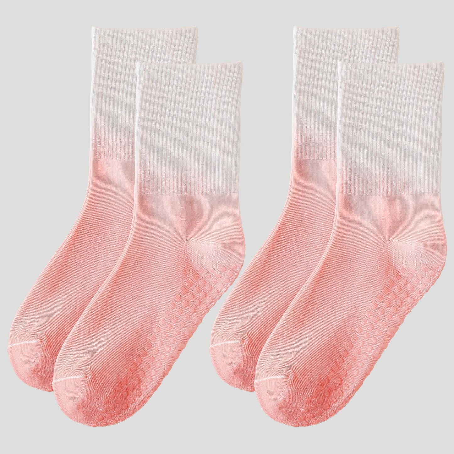 Gradient Color Athletic Crew Socks Non Slip Silicone Cushioned Sole for Yoga Jogging 2 Pairs