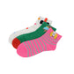 Renaissance Women 3-Pair Ankle Socks Set Assorted Patterns Featuring Colorblock, Cartoon Characters, and Butterfly Prints
