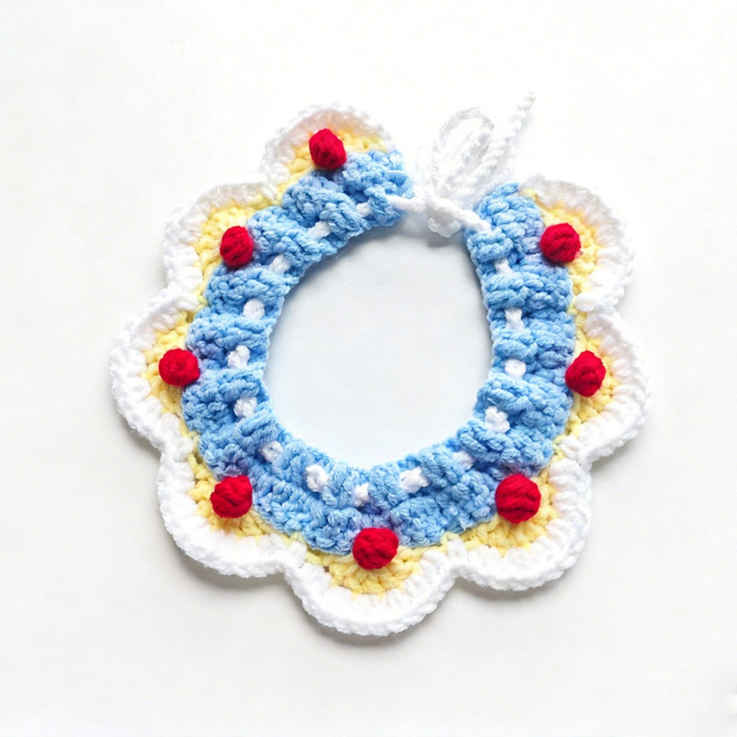 Pet Crochet Collar with Pom-Pom Decorative Neck Accessory for Dogs and Cats