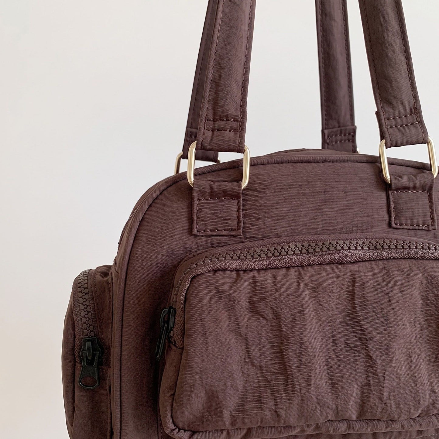 Multi-Pocket Shoulder Bag with Top Zipper and Front and Side Compartments 10x6.5x3.5in