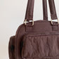 Multi-Pocket Shoulder Bag with Top Zipper and Front and Side Compartments 10x6.5x3.5in