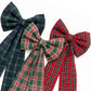 Large Plaid Christmas Bow with Long Ribbon Tails