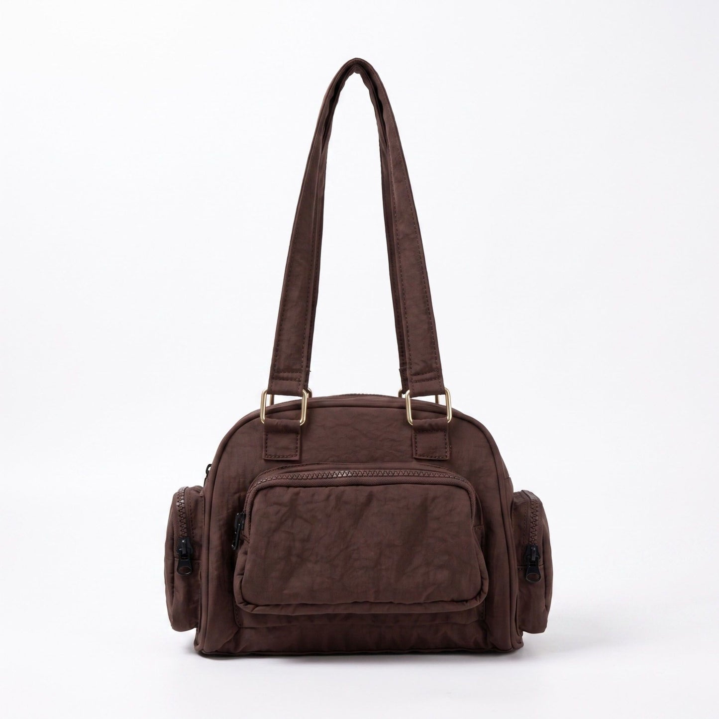 Multi-Pocket Shoulder Bag with Top Zipper and Front and Side Compartments 10x6.5x3.5in