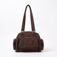 Multi-Pocket Shoulder Bag with Top Zipper and Front and Side Compartments 10x6.5x3.5in