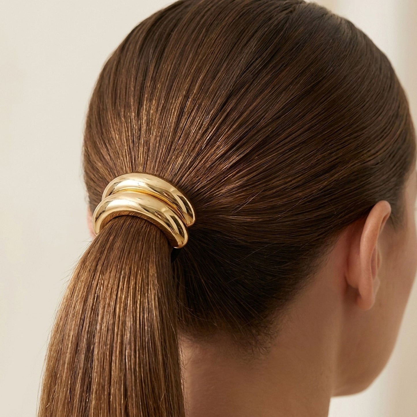 Gold Tone Hair Ties Set 6 Pack Accent Elastic Ponytail Holders Minimalist Hair Accessories