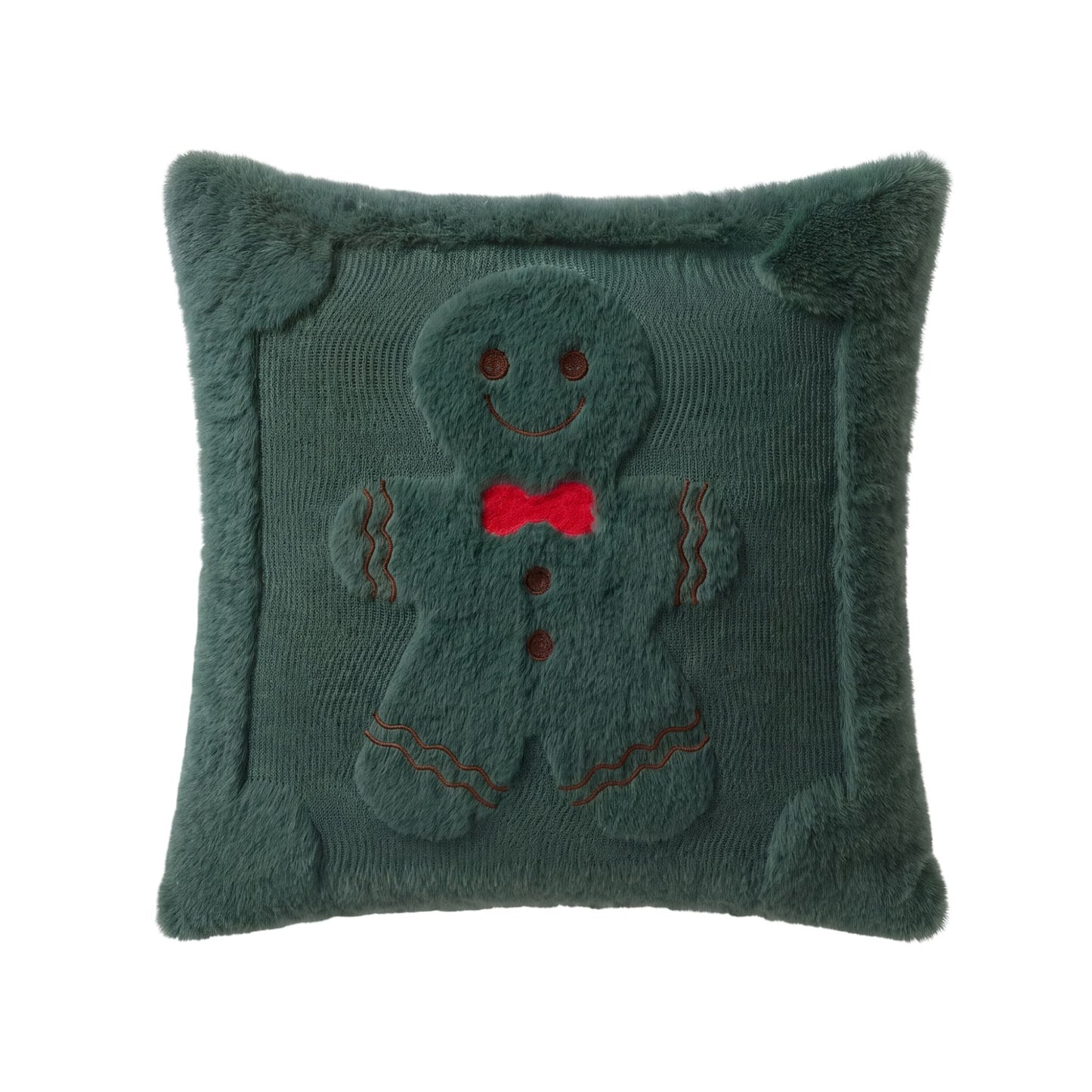 Christmas Gingerbread Throw Pillow Cover Plush Decorative Cushion Cover for Sofa Bed