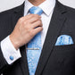 Men's Baroque Floral Tie Gift Set with Matching Pocket Square Cufflinks and Silver Tie Clip