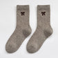 3-Pair Bow Embroidered Crew Socks Set, Ribbed Knit Casual Hosiery
