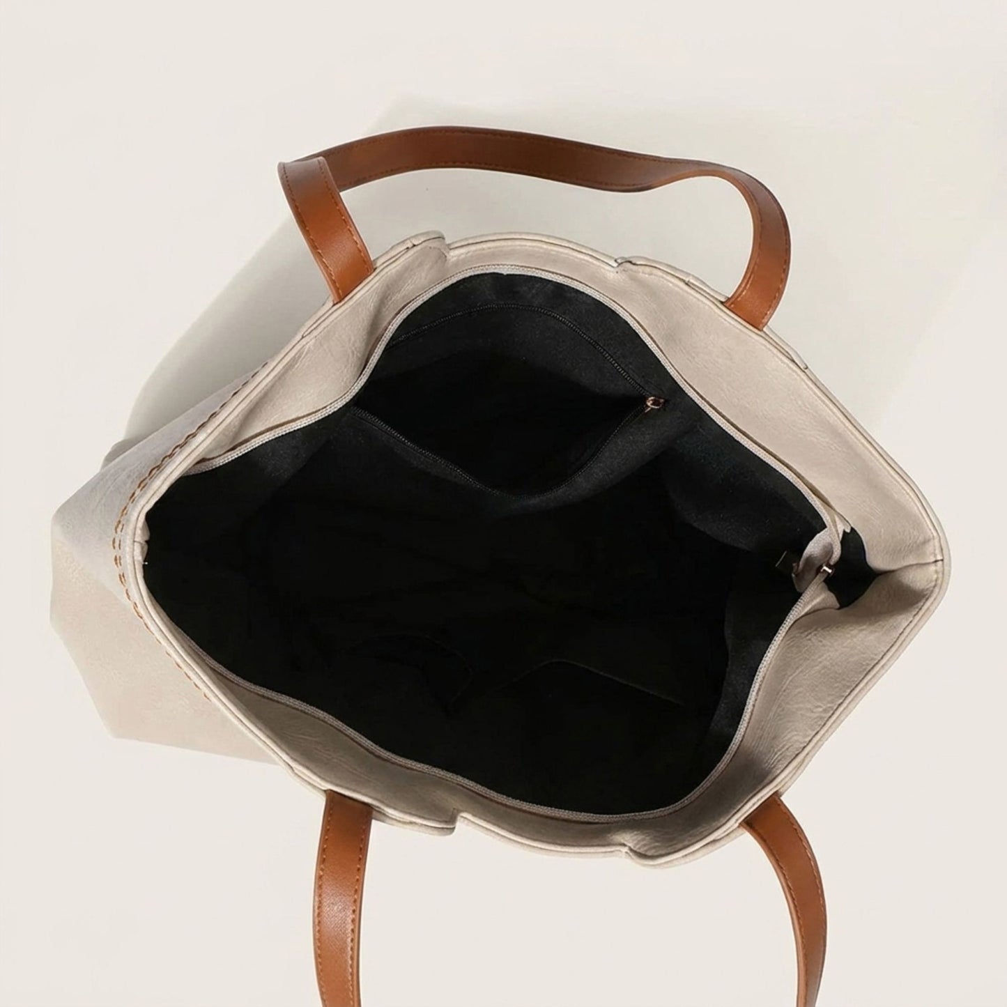 Faux Leather Tote Bag Shoulder Handbag with Zipper Closure for Work