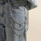 Star Charm Multi-Layer Chain Belt with Metal Loops and Punk-Inspired Drape Design 25in