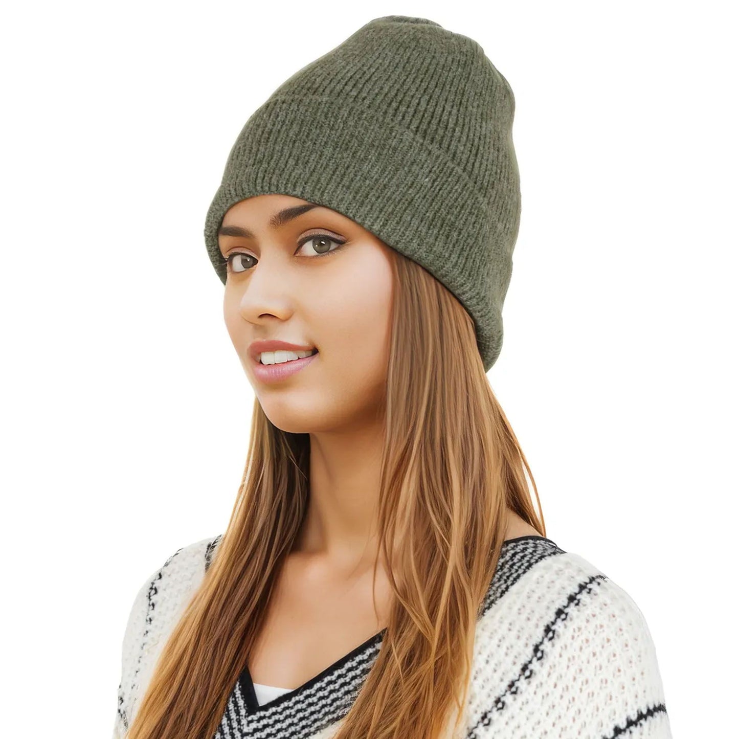 Warm Winter Knit Cuffed Beanie Cap