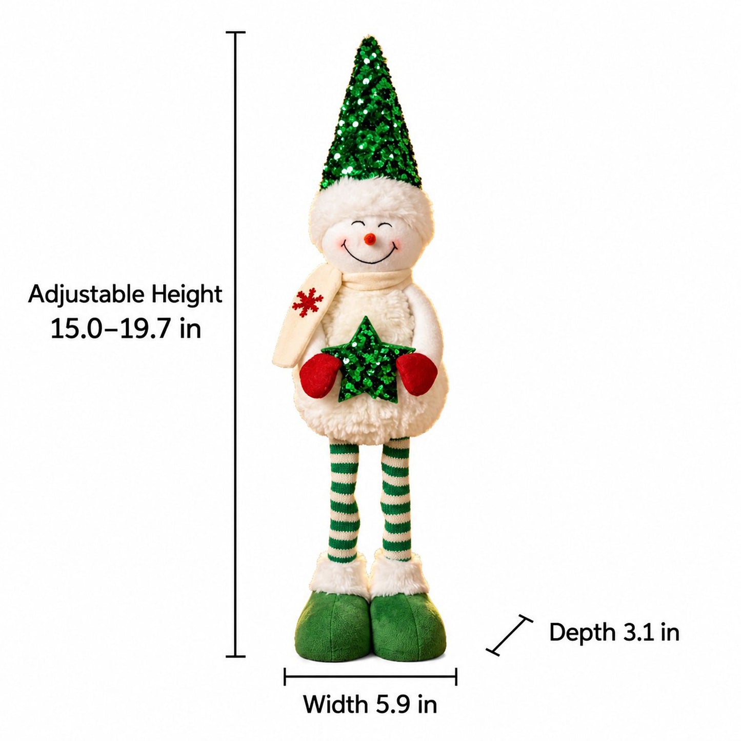 Adjustable Height Sequin Snowman Christmas Decoration