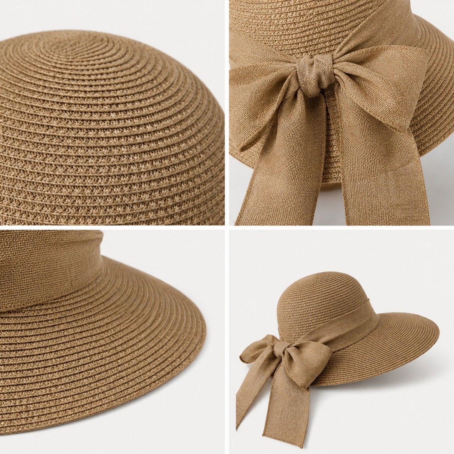 Summer Sun Hat for Women - Wide Brim Straw Hat with Elegant Bow Detail