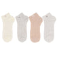 4 Pairs Women's Ankle Mesh Socks with Bear Embroidery Lightweight Breathable Knit and Elastic Cuffs